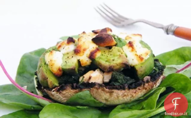 Avocado e Formaggio di capra Funghi ripieni