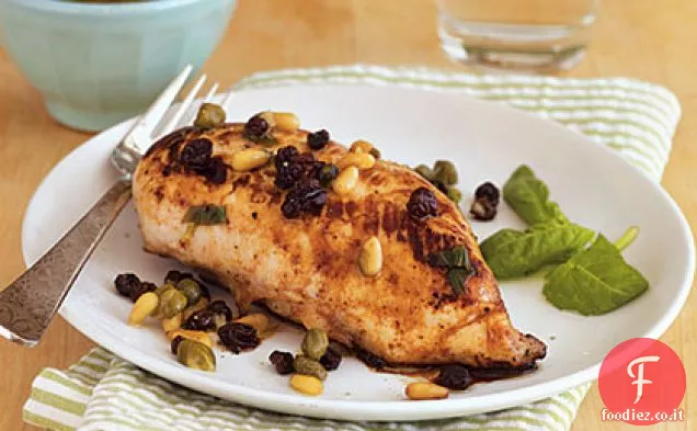 Pollo al limone con ribes e pinoli