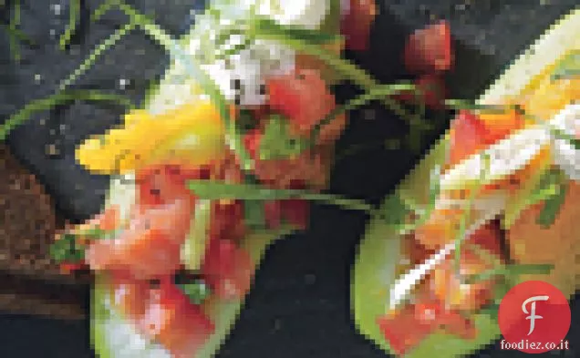 Salmone e cetriolo barche