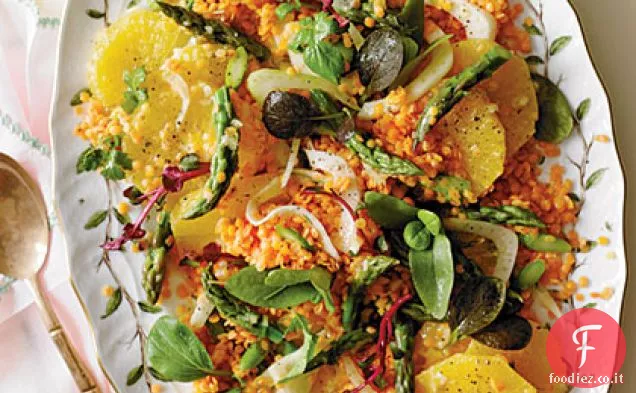 Insalata di asparagi, arance e lenticchie