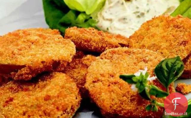 Pomodori verdi fritti con maionese al basilico