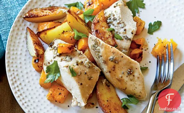 Pollo arrosto con patate e Zucca