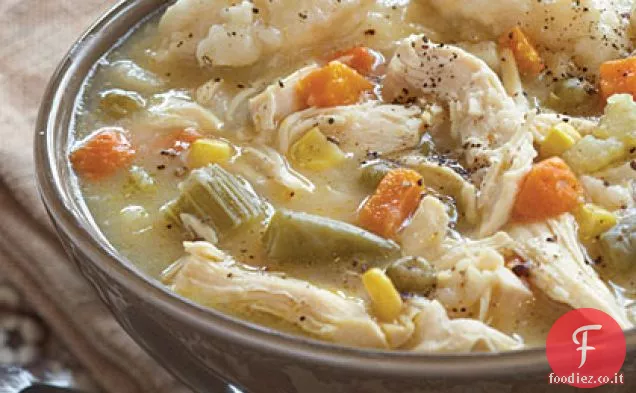 Zuppa di pollo e gnocco