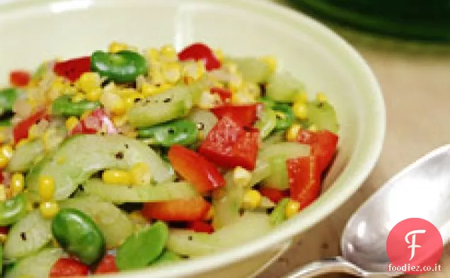 Succotash di mais, fava e cetriolo