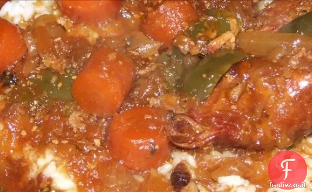 Pollo in vaso di coccio in agrodolce