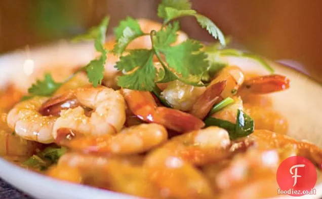 Gamberetti saltati in padella con salsa all'aglio e al Cile