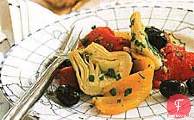 Antipasto di carciofi, Olive e Peperoni arrostiti