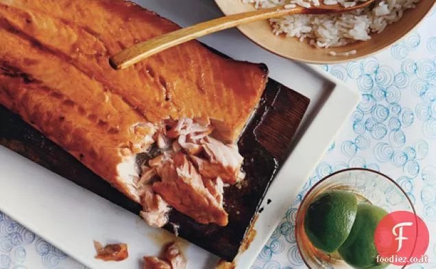 Salmone Planked con riso al cocco