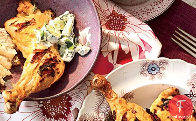 Tandoori Pollo alla griglia con menta Raita