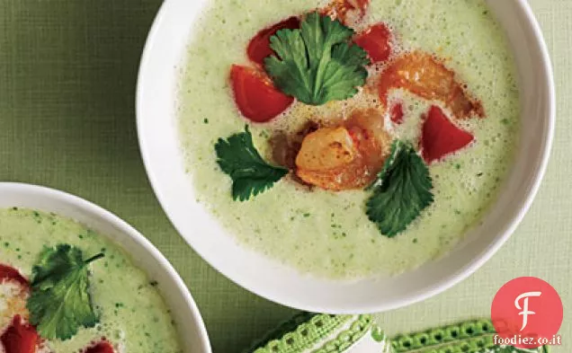 Gazpacho di cetriolo con salsa di gamberetti