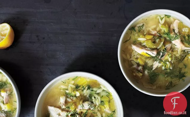 Zuppa di pollo al limone e Orzo