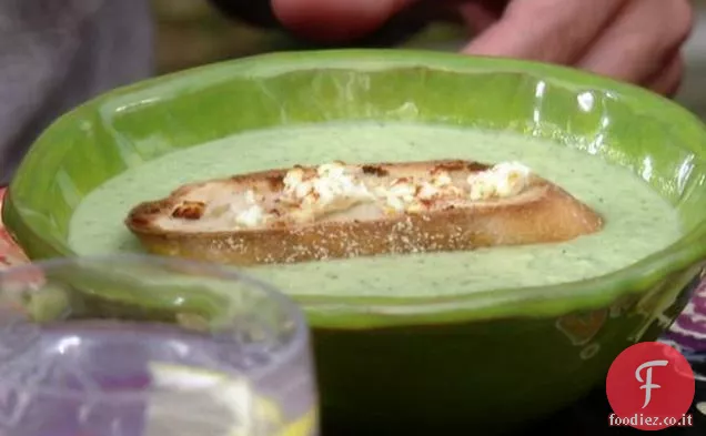 Gazpacho al cetriolo e Litchi con Crostini di Feta