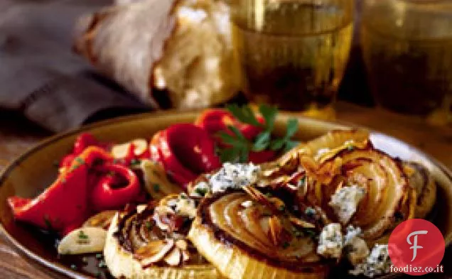 Cipolle dolci arrostite con formaggio blu Cabrales