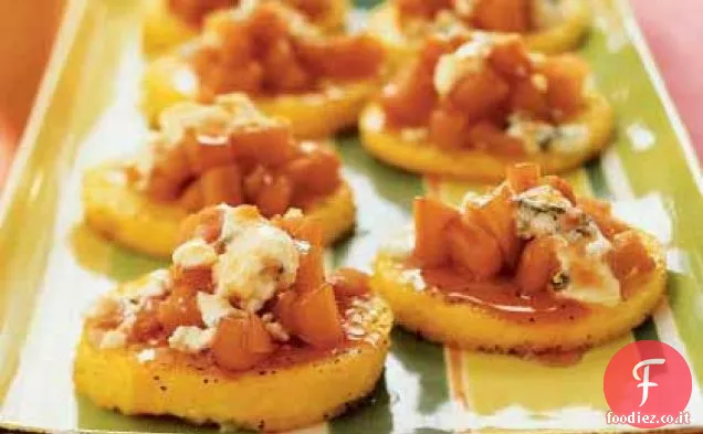 Polenta con Mela Cotogna in camicia e Formaggio Erborinato