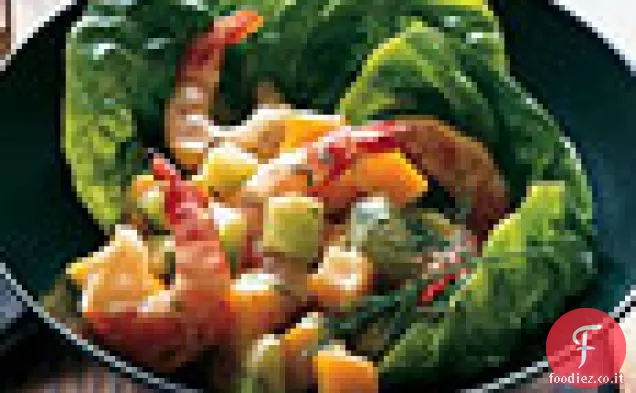 Insalata di gamberi, cetrioli e mango