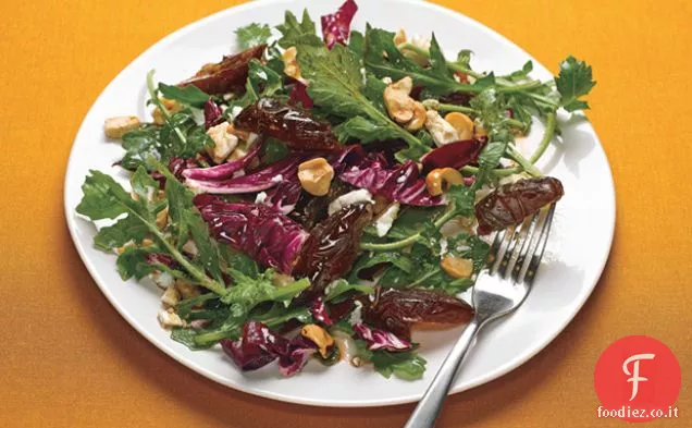 Insalata di Radicchio e Rucola con Datteri, Nocciole e Feta