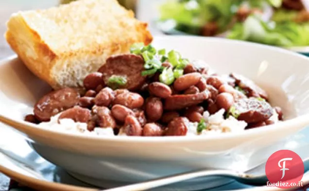 Fagioli rossi e riso con salsiccia di tacchino affumicata