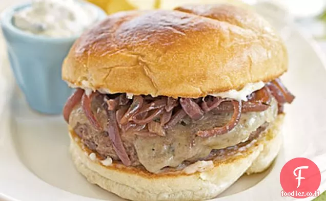 Hamburger di Cheddar con marmellata di cipolle rosse