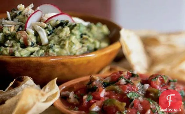 Salsa de Molcajete (Pomodoro arrosto e salsa verde del Cile)