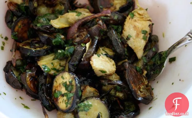 Melanzane Arrosto con Cuori di Carciofo e Salsa Verde