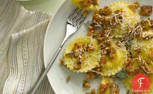 Ravioli con carne di maiale, Finocchio e salsa Shiitake