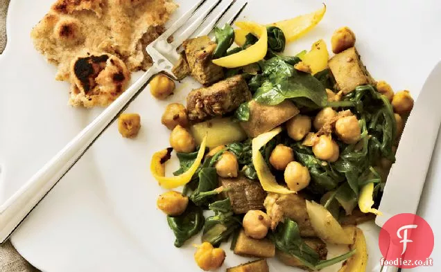 Melanzane al curry con ceci e Spinaci