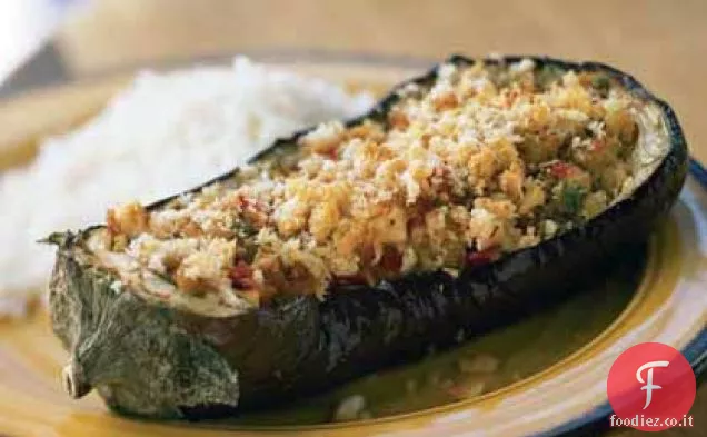 Melanzane al forno con ripieno di formaggio salato