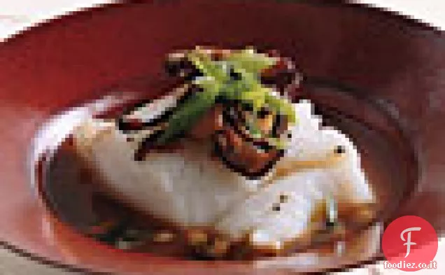 Merluzzo arrosto con Shiitake in brodo di Miso