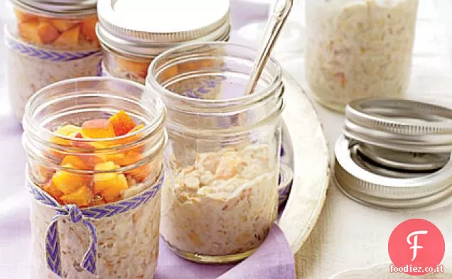 Pesche e crema Frigorifero Farina d'avena