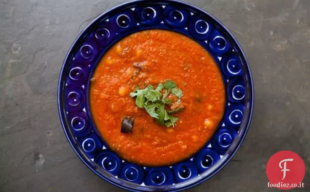 Zuppa di melanzane arrosto e pomodoro