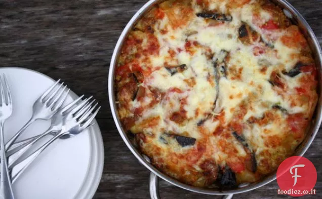 Lasagna di melanzane e zucchine con Fontina