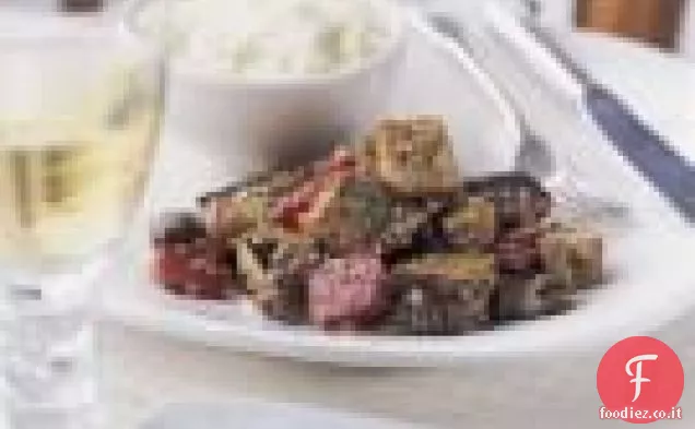 Melanzane saltate in padella e tofu con aglio e peperoncini