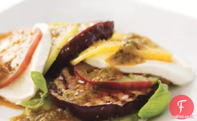 Caprese di Melanzane con Pomodoro alla griglia e Vinaigrette al Basilico