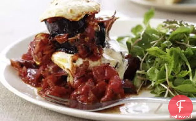 Pile di melanzane alla griglia e Capicola