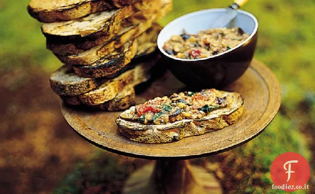 Bruschetta di Melanzane con Pomodoro e Basilico