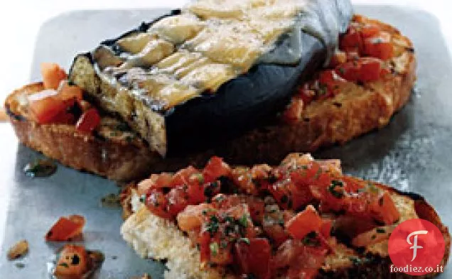 Melanzane e affumicato-Gouda Open-Face Panini alla griglia