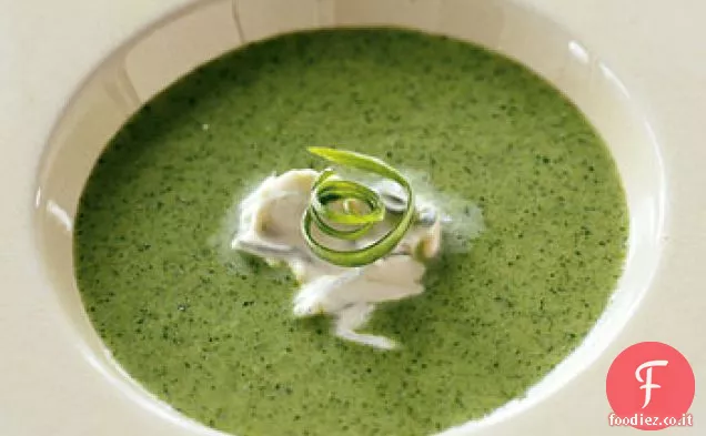 Zuppa di crescione refrigerata con crema di cipolle