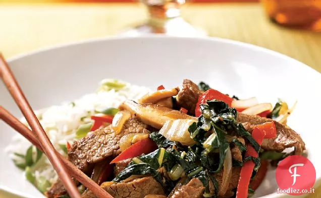 Bistecca, Shiitake e Bok Choy Saltate in padella