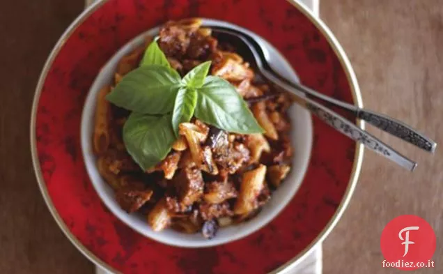 Seitan Italiano, Melanzane arrosto, Zucchine, aglio e basilico Penne