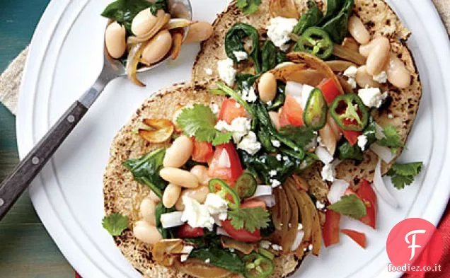 Tacos di fagioli bianchi e spinaci