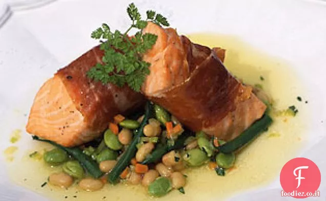 Salmone avvolto in prosciutto