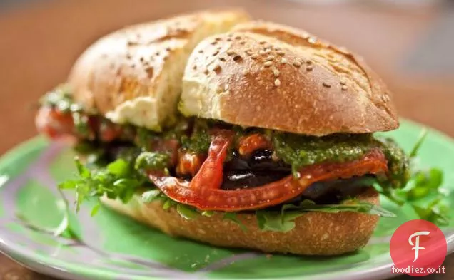 Sottobicchieri arrostiti di melanzane e pomodori