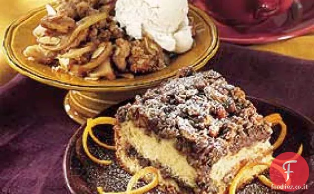 Panna acida-Torta al caffè all'arancia con cioccolato-Pecan Streusel