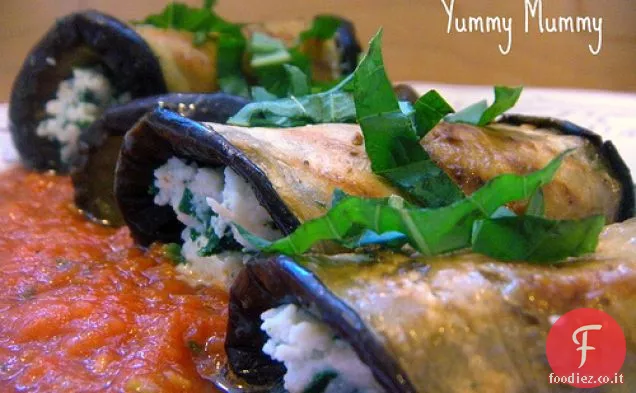 Melanzane alla griglia ripiene di spinaci e formaggio