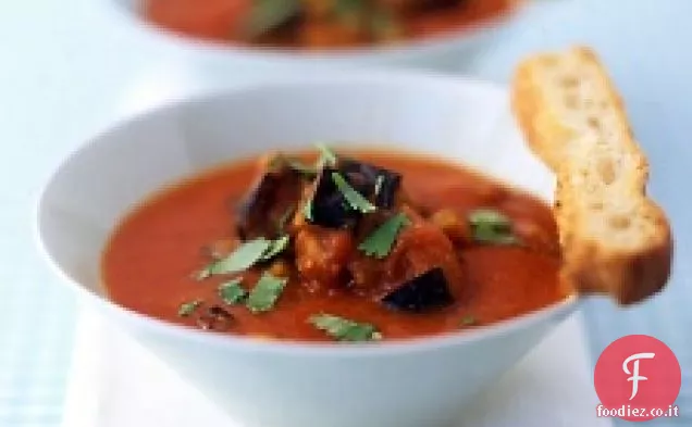 Zuppa di pomodoro e melanzane arrosto