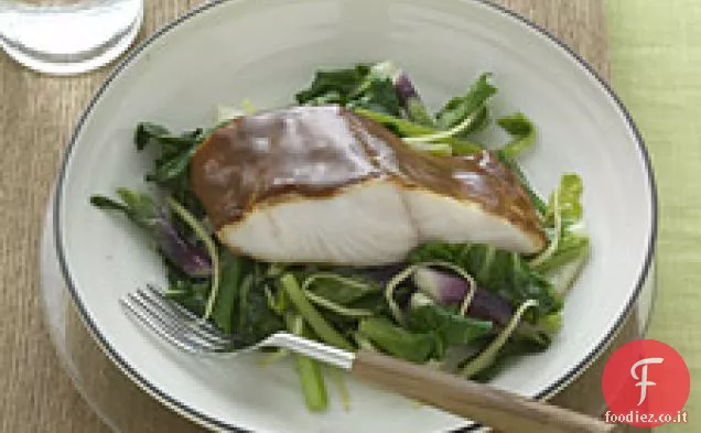 Hoisin-Merluzzo nero smaltato con Bok Choy