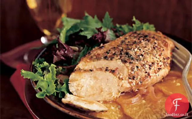 Pollo speziato con arance