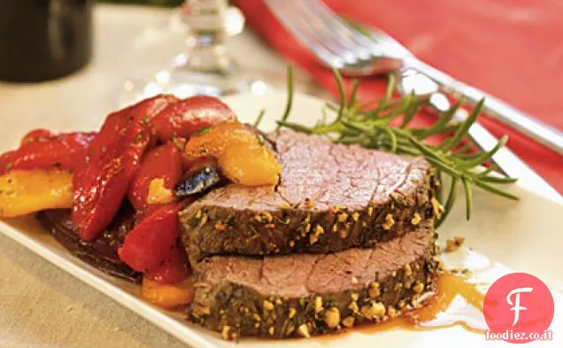 Filetto di manzo al Rosmarino con Peperoni Balsamici