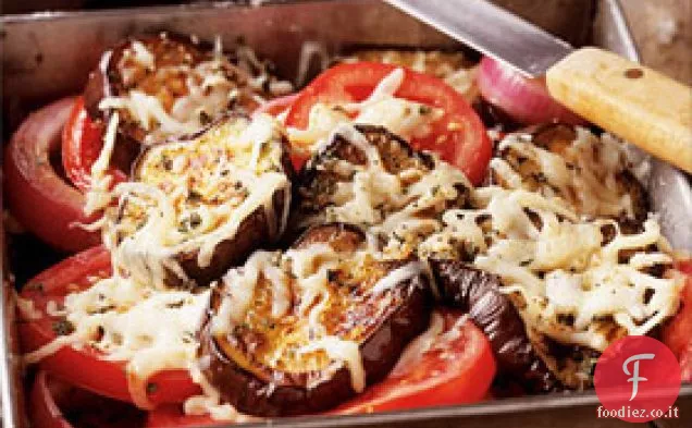 Grigliata di melanzane e pomodori gratinati
