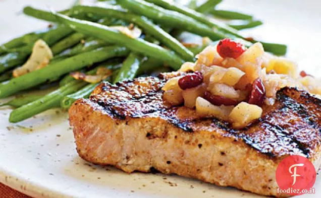 Costolette di maiale speziate con chutney di mele